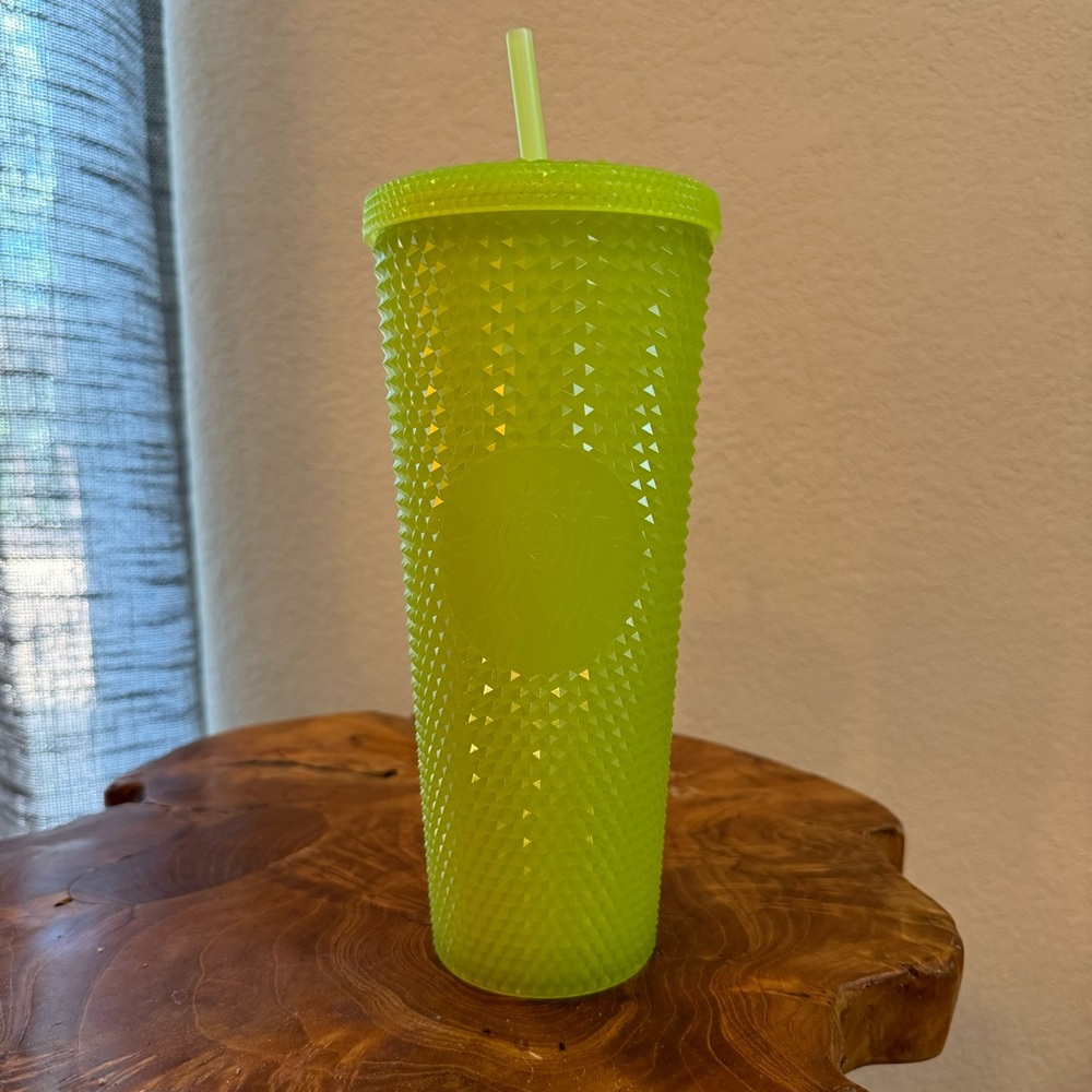 Starbucks 2022 Glow In The Dark Studded Green Tumbler with Straw